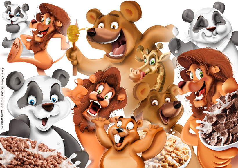 Creación de personajes para packaging de cereales Consum KIDS 10