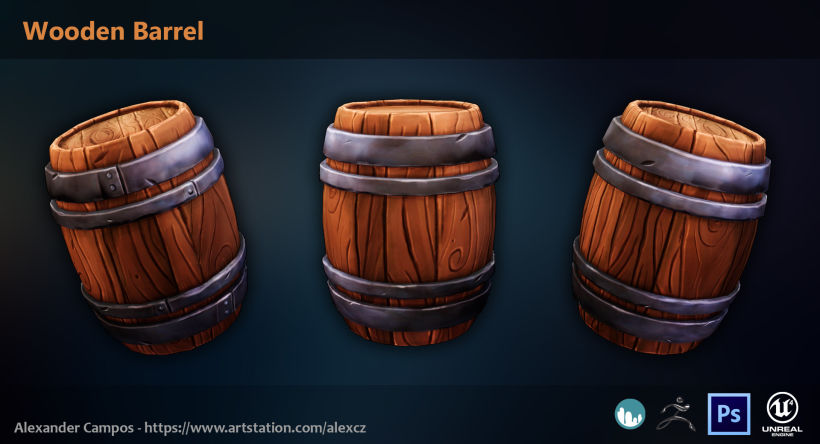 Stylized Wooden Barrel Prop 0