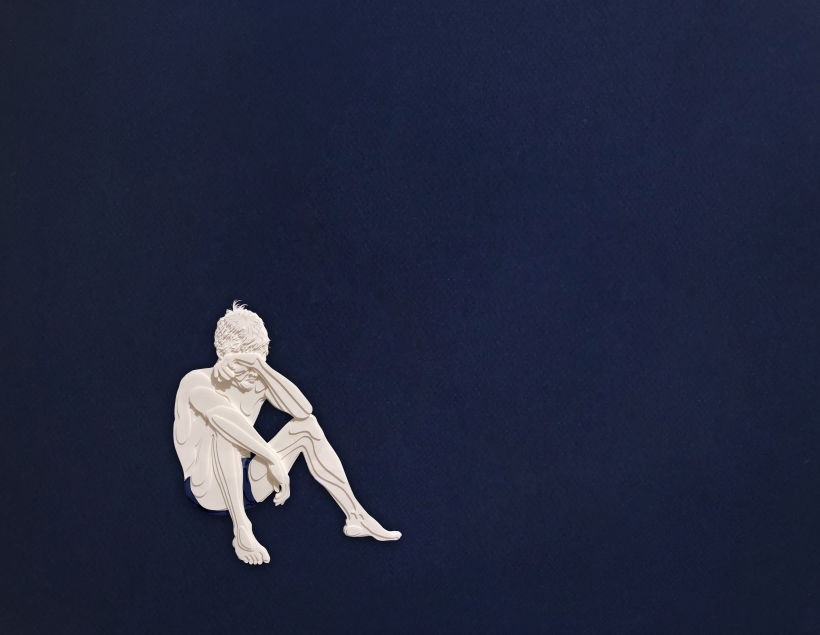 Los hombres no lloran, 2018 Composición tridimensional en capas de papel  82 x 105 cm
