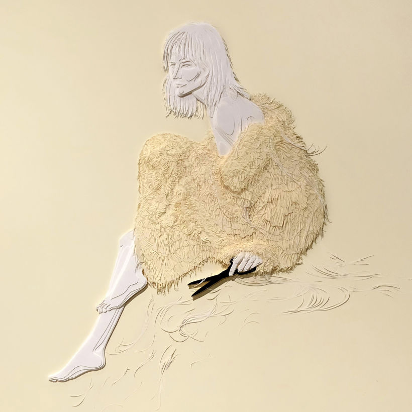 No quiero el pelo largo, 2018 Composición tridimensional en capas de papel  120 x 120 cm