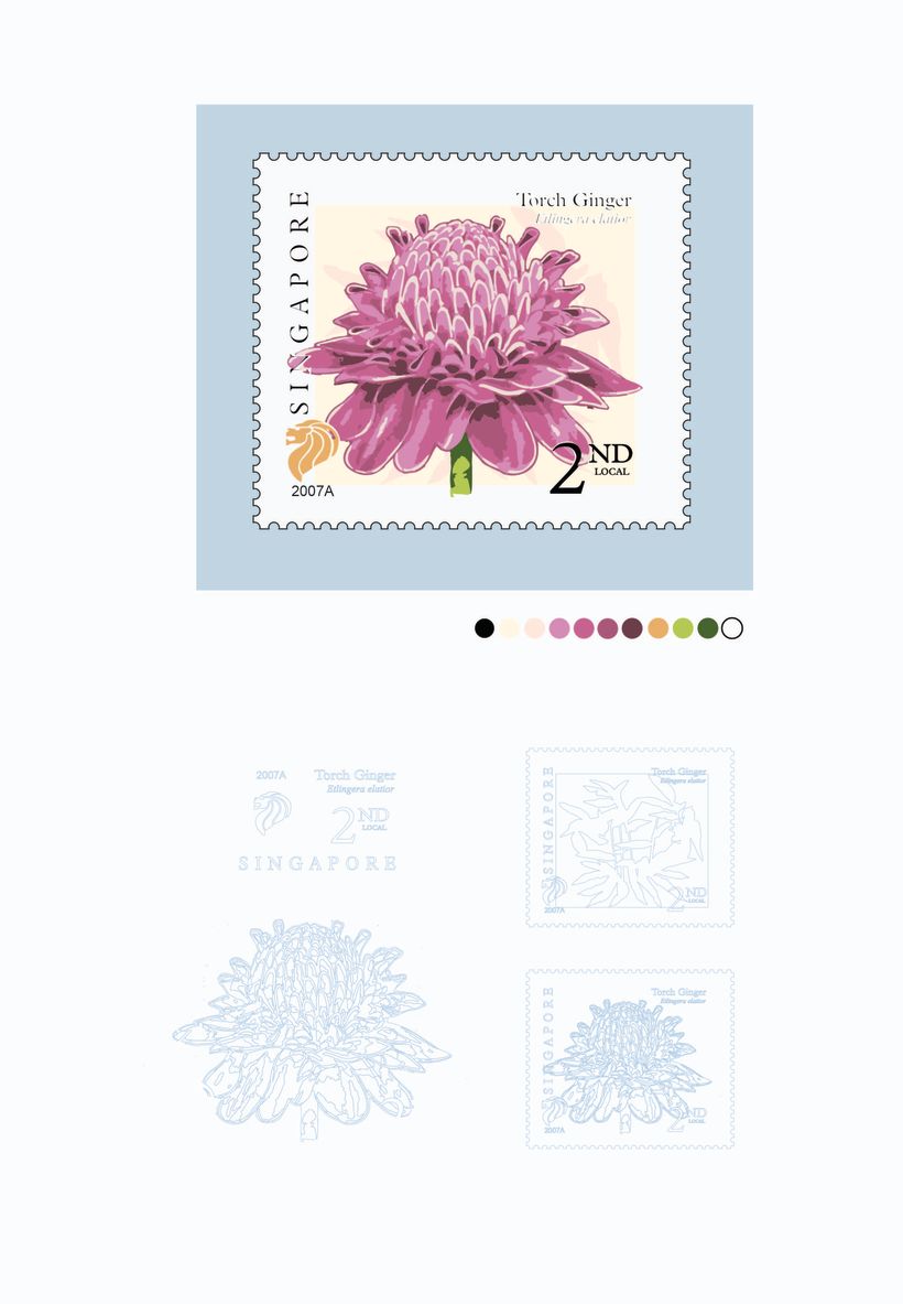Torch ginger stamp.  -1