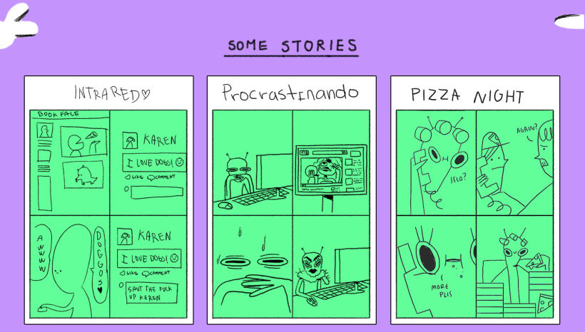 Cuadros de cómic para tres historias distintas
