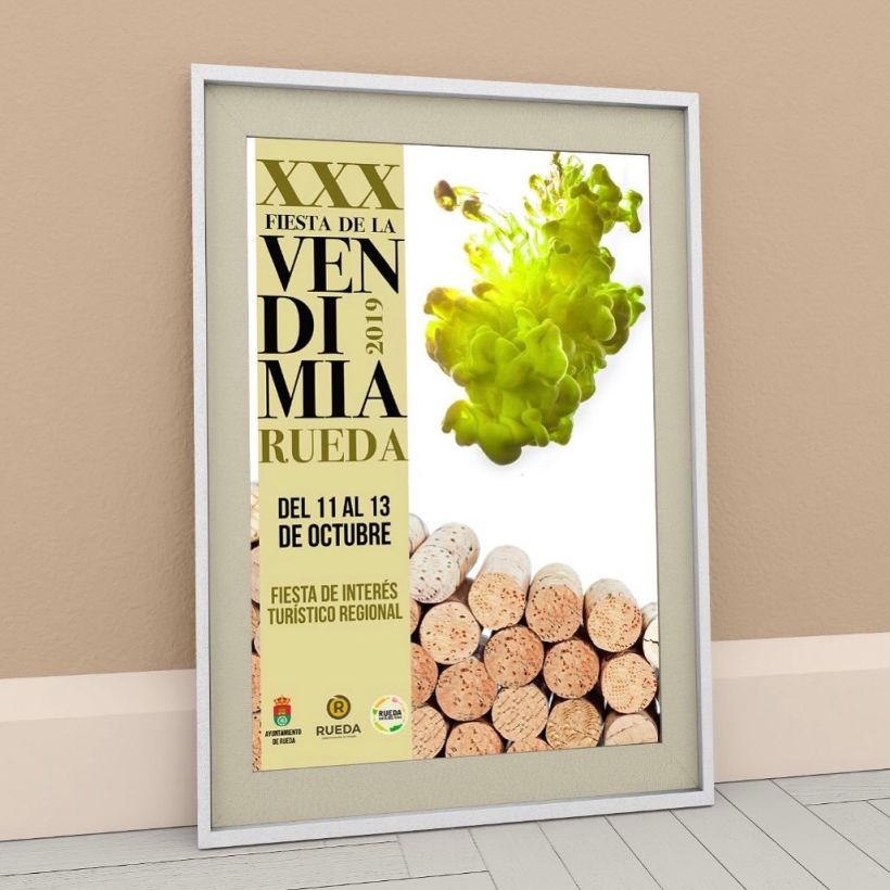 Cartel publicitario para anunciar la fiesta de la vendimia en Rueda, Valladolid.  -1