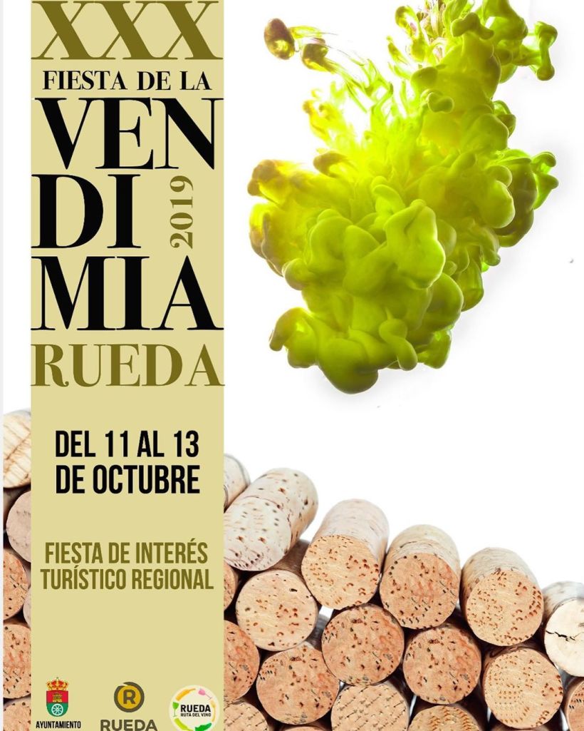 Cartel publicitario para anunciar la fiesta de la vendimia en Rueda, Valladolid.  0