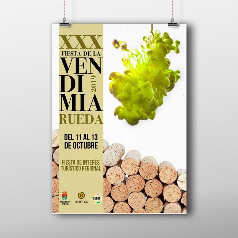 Cartel publicitario para anunciar la fiesta de la vendimia en Rueda, Valladolid.  1