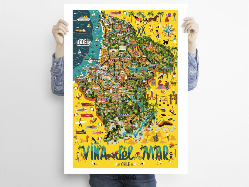 Mapa Ilustrado de la comuna de Viña del Mar - Chile, Mockup Designed By: Graphic Google