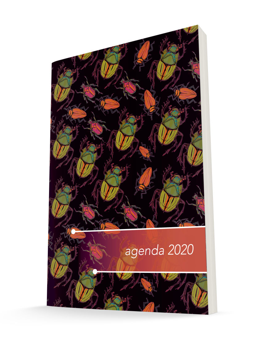 El diseño de una una cubierta para agenda 2020, inspirada en insectos.