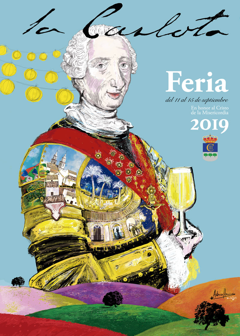 Cartel Feria de La Carlota 2019.  Ilustración digital "El rey olvidado" 0
