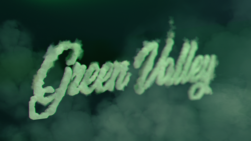 lettering de humo fanart para green valley con cinema 4D y arnold render