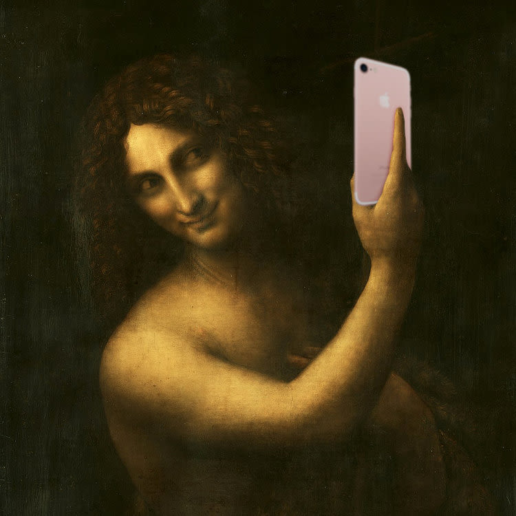 "St. John the Baptist Taking a Selfie" Leonardo da Vinci X Ji Lee Collaboration · #ifitweretoday