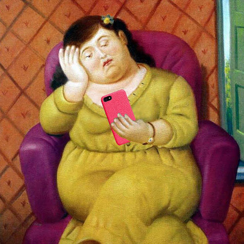 "Woman Scrolling Through the Feed" Fernando Botero X Ji Lee Collaboration · #ifitweretoday