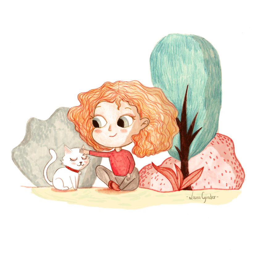Ilustración infantil: La niña a la que le gustan los gatos -1