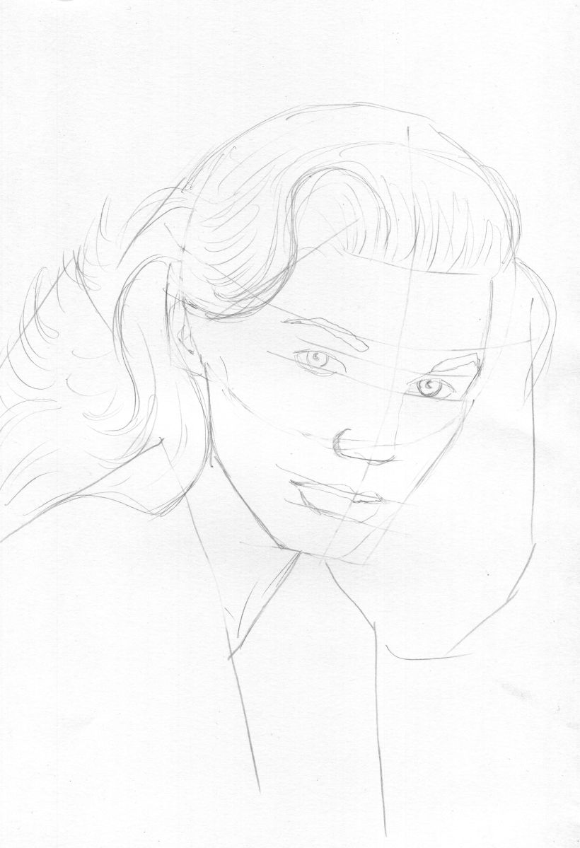 Lauren Bacall,Mi Proyecto del curso: Introducción al retrato con tinta china y plumilla 1