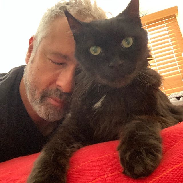 Blackie, Gary's cat and best friend, is also a great influence on his work.