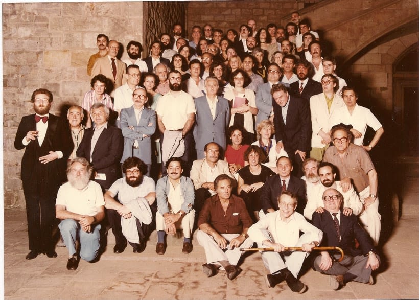 Enric Huguet, first row, second from the left. Group photo of the teachers of La Massana for the academic year 1983-1984.