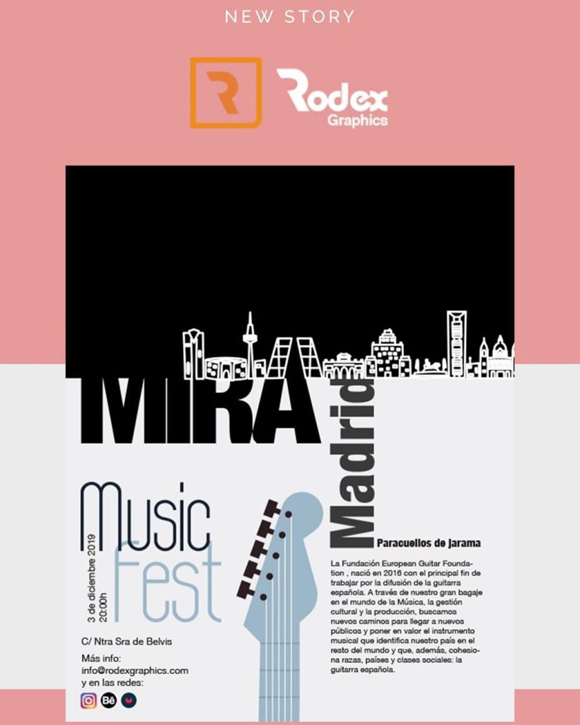 Cartel publicitario para anunciar guitar music festival en Paracuellos del Jarama -1