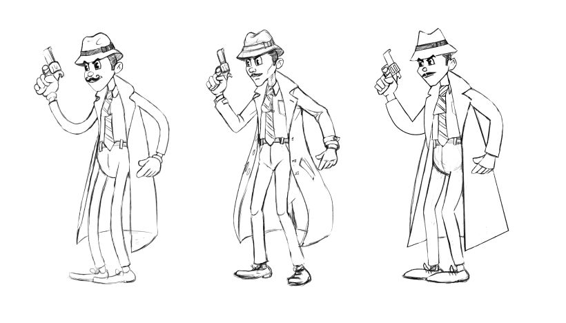 Inspector Eugene Durham,Mi Proyecto del curso: Diseño de personajes retro para animación 2