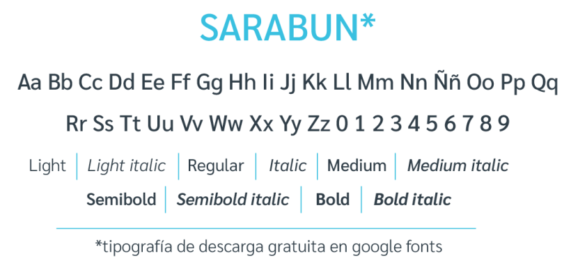 Tipografía para las aplicaciones gráficas. Fácil legibilidad y buena construcción y uso gratuito (google fonts).
