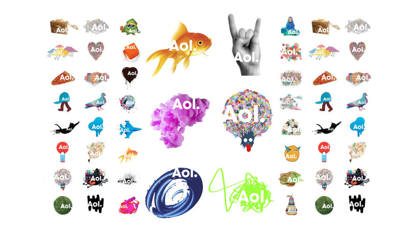 Algunas aplicaciones diversas de la identidad visual flexible de AOL