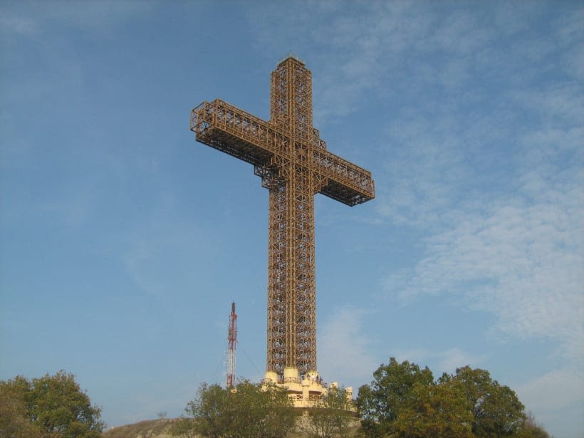 A modern Christian cross: the Millennium Cross in Skopje, Macedonia