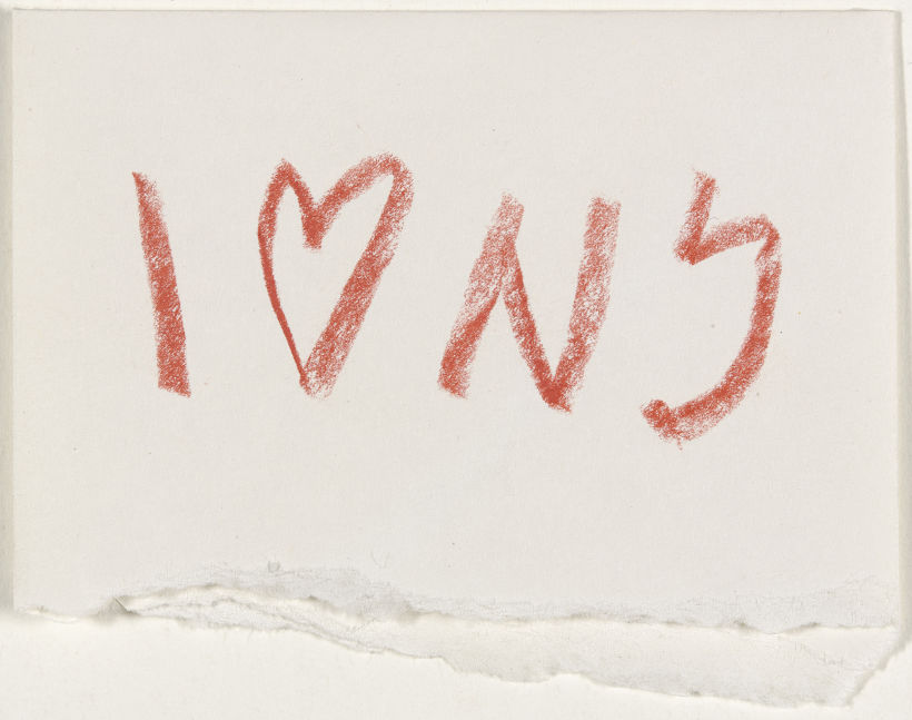 Milton Glaser, boceto del logo 'I Love New York' expuesto en el MoMA, 1977.
