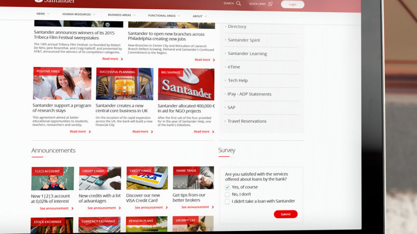 Banco Santander: Portal Web USA 2