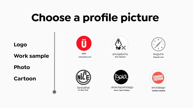 Logos used as profile pictures for different illustration accounts