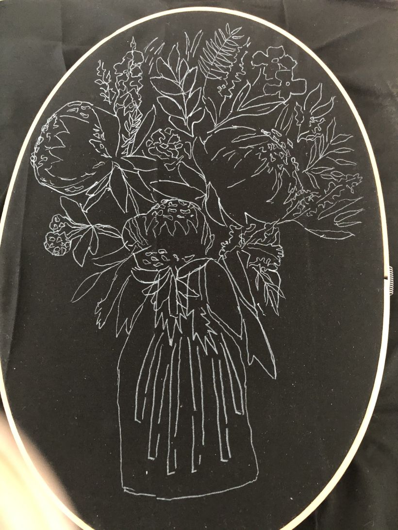 Mi Proyecto del curso: Composición floral con acrílico y bordado 2