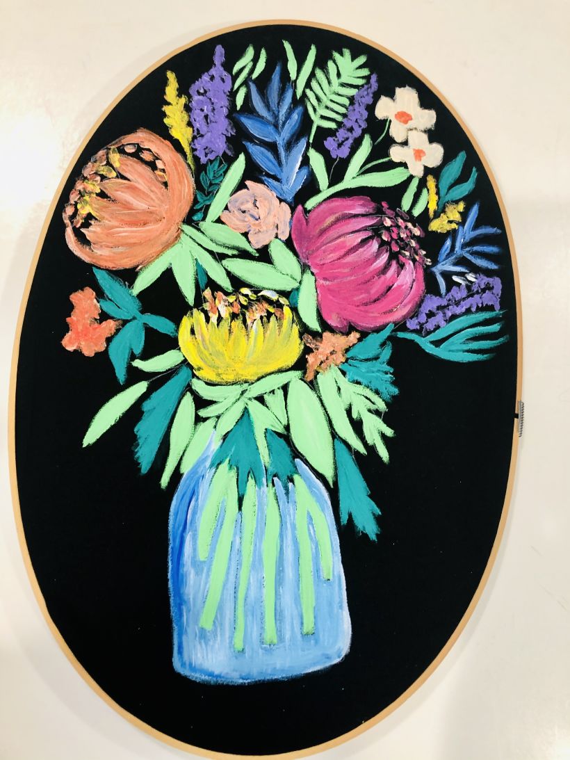 Mi Proyecto del curso: Composición floral con acrílico y bordado 3