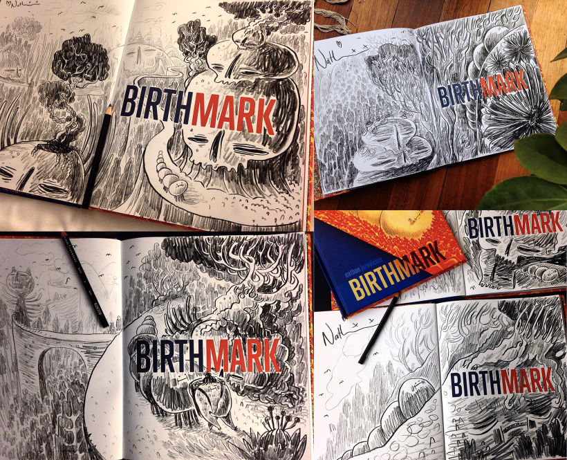 Book signing sketches inside Birthmark