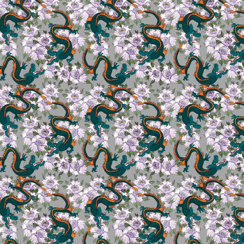 Flower and dragon pattern -1