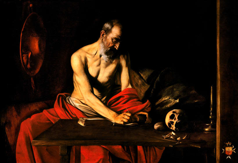 Caravaggio, M. (1605). San Jerónimo escribiendo [Pintura al óleo]. Roma, Galería Borghese