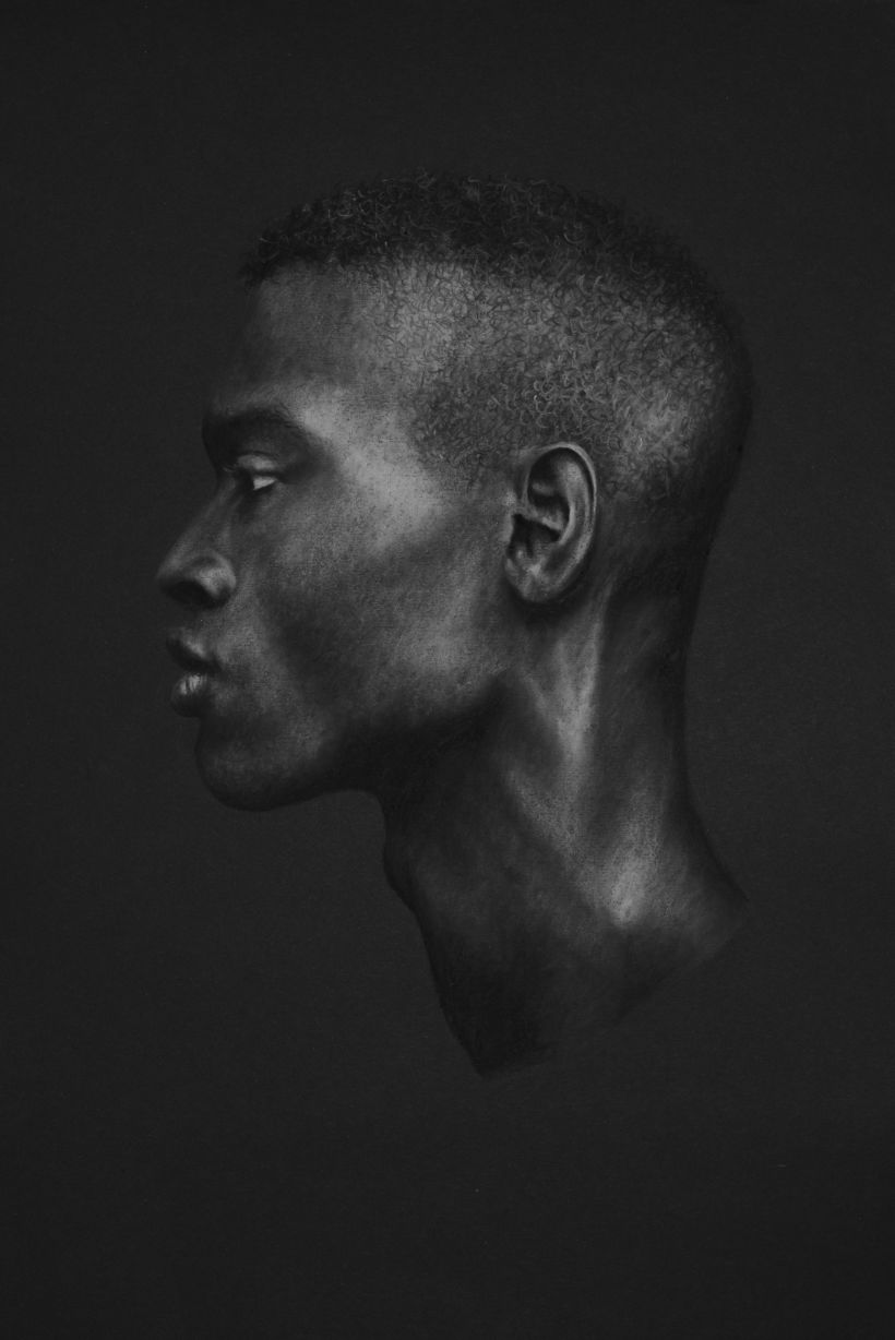 Profile of a Man - Chalk and Charcoal portrait, A3 0