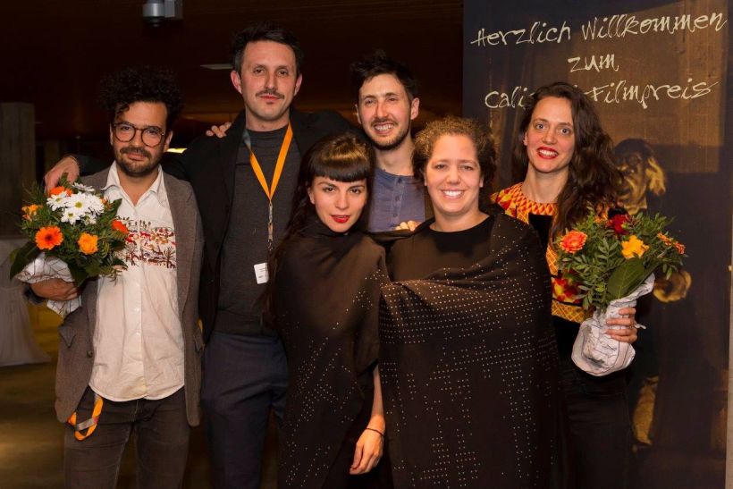 Cuando recibimos el premio Caligari en la Berlinale. Joaquín, Carlos, Natalia, Cristóbal, Catalina y Alejandra.