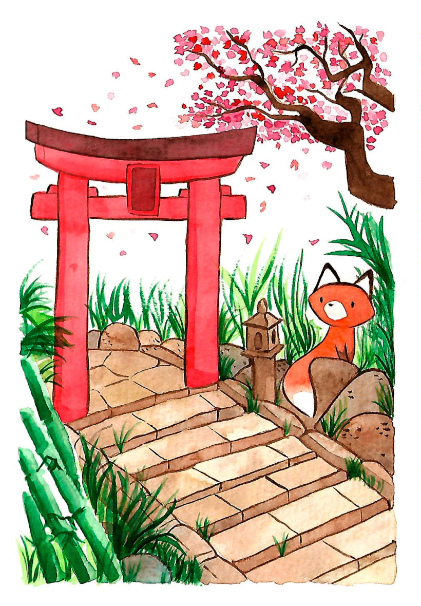 Mi Proyecto del curso: Ilustración en acuarela con influencia japonesa 0