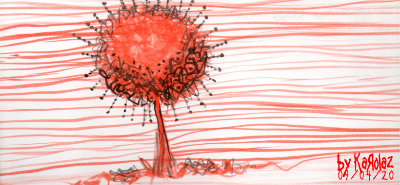 Coronatree 2 by Karolaz Acuarela líquida y tinta china sobre gvarro acuarela 240 grs grano fino.25x17cms bicromía.