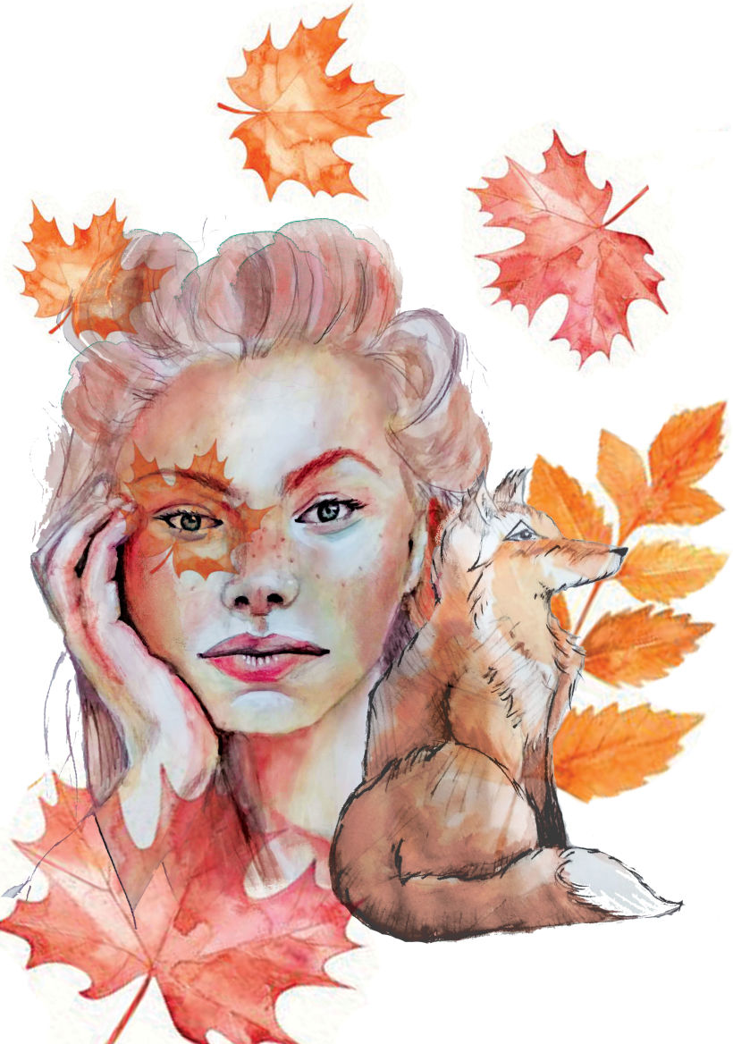 Fall watercolor Meu projeto do curso: Retrato ilustrado em aquarela 1