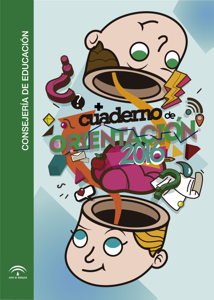 Diseño de portada para cuaderno de orientación de la Junta de Andalucía |  Domestika