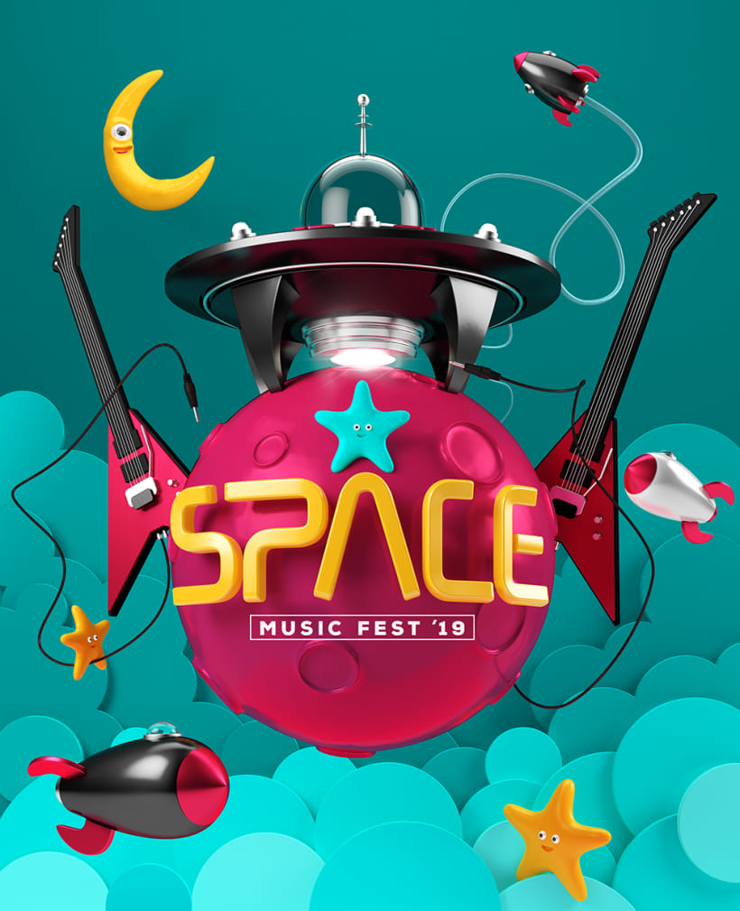 Space Music Fest '19 3D Domestika