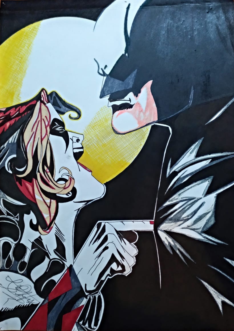 Batman vs Harley Quinn - Pilot y rotuladores | Domestika