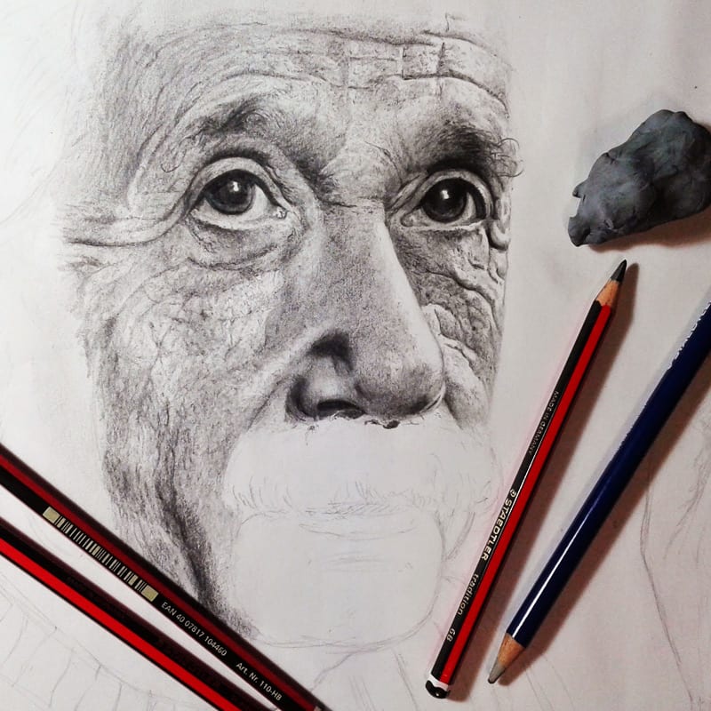 Einstein - Dibujo a lápiz | Domestika