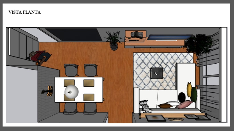 Mi Proyecto para Diseño de interiores para espacios multifuncionales - Sala Comedor |