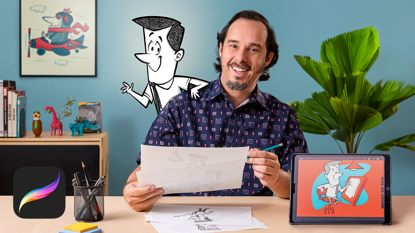 Character design stile cartoon con Procreate